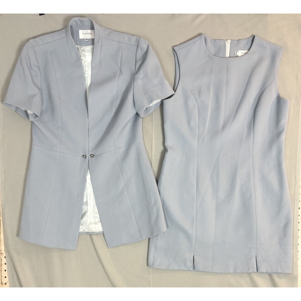 C Comma Vintage Gray Blue Dress Suit 42/44‎ Made Buenos Aires Classy Rare